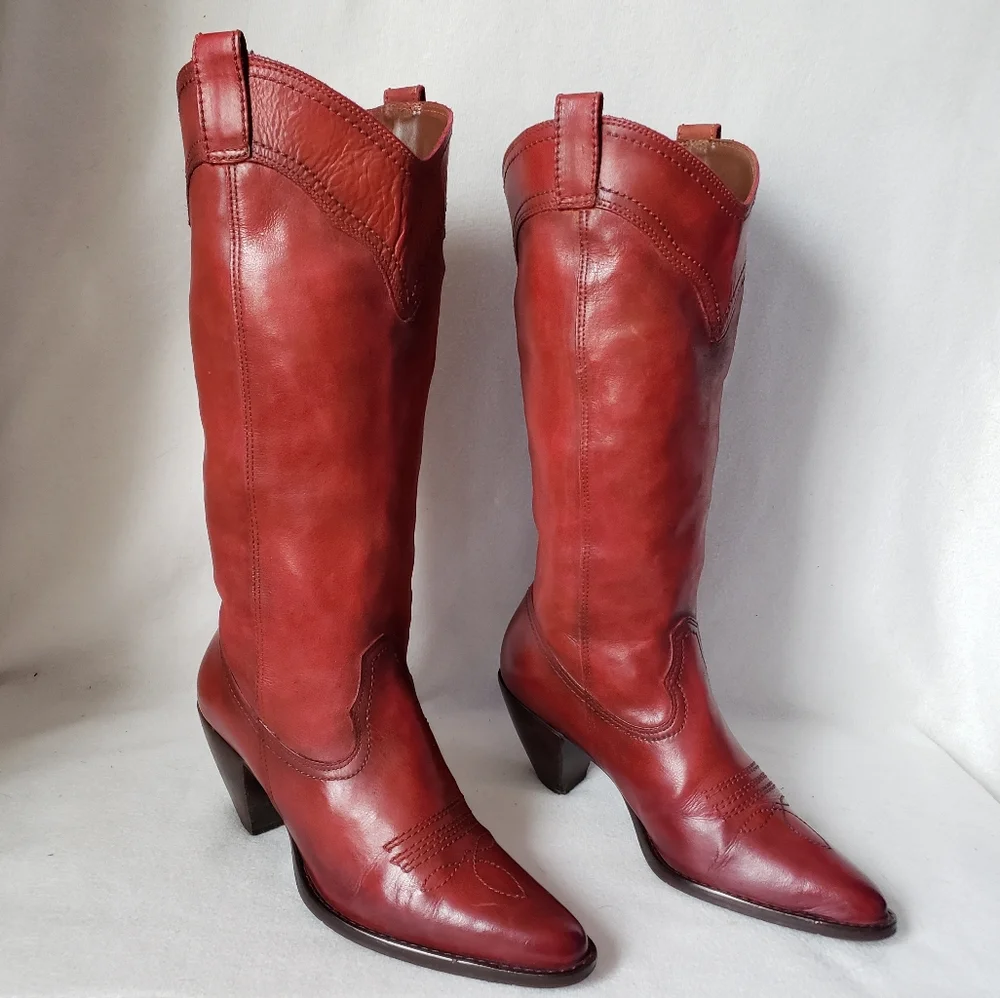 Vintage Red Heeled Boots - Picture 6 of 15